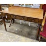 A William IV mahogany three drawer side table, width 114cm, depth 62cm, height 74cm