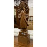 A wooden figure of the Virgin Mary in Art Deco style, on stand width 23cm, depth 14cm, height 78cm