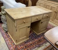 A Victorian pine kneehole desk, width 122cm, depth 60cm, height 76cm