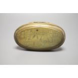 An 18th century Dutch brass tobacco box, width 13.5cm