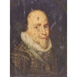 19th century English School, oil on wooden panel, Portrait of a 17th century gentlemen, 25 x 18cm