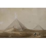 Milon after Luigi Meyer, coloured aquatint, "First and Second Pyramid of Gizah, Ancient Memphis", 25