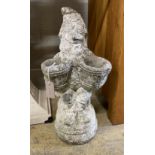 A reconstituted stone gnome garden planter, height 56cm