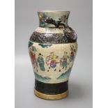 A 19th century Chinese crackleglaze famille rose vase, 31.5cm