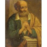 19th century Flemish School, oil on copper panel, St Peter in prayer, label verso stating from the