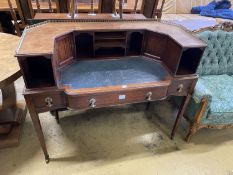 A late 19th century George III style mahogany Carlton House desk, length 122cm, depth 58cm, height