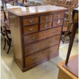 A late Victorian mahogany chest of eight drawers, length 116cm, depth 58cm, height 128cm