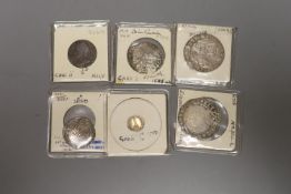 Tudor to Hanoverian silver coins; Elizabeth I groat mm crosslet, F; Elizabeth I shilling mm. bell,