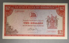 Reserve bank of Rhodesia, ten $2 dollar banknotes, consecutive serial numbers K/116- 24 May 1979 (