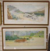 A pair of colour reprints after Gamy of early 20th century motoring scenes including Targa Florio