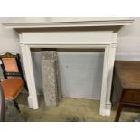 A fire surround and marble slips, width 153cm, depth at top 21cm, height 138cm