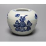 A Chinese blue and white water pot, height 9cm