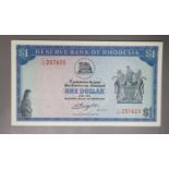 Reserve Bank of Rhodesia, ten $1 dollar banknotes, consecutive serial numbers L/119- 2nd August 1979