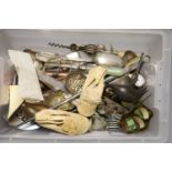Assorted items including posy holder, plated cutlery, small silver mounted photograph frame,