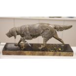 Clovis Edmond Masson. A spelter retriever on marble base