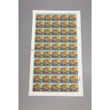 A complete double sheet of DeLaRue British postage stamps, the Millenium 1999 (31) 'Mill towns'