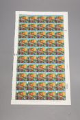 A complete double sheet of DeLaRue British postage stamps, the Millenium 1999 (31) 'Mill towns'
