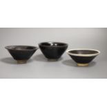 Three Chinese black glazed bowls