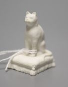 A Rockingham biscuit porcelain seated cat, c.1830, height 5cmCONDITION: ex Dennis G. Rice