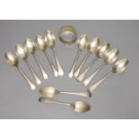 A set of six Edwardian silver teaspoons, Sheffield 1907, a similar set of teaspoons, Sheffield