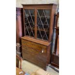 A George III mahogany secretaire bookcase, length 124cm, depth 58cm, height 236cm,