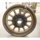 An Edwardian iron and wood cart wheel, diameter 55cm