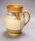 A Crown Ducal stitch pattern jug designed by Charlotte Rhead, height 21cm