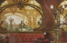 Frank Martin (1921-2005), limited edition print, 'The Brasserie Hoffmann', signed, 71/150, 36 x