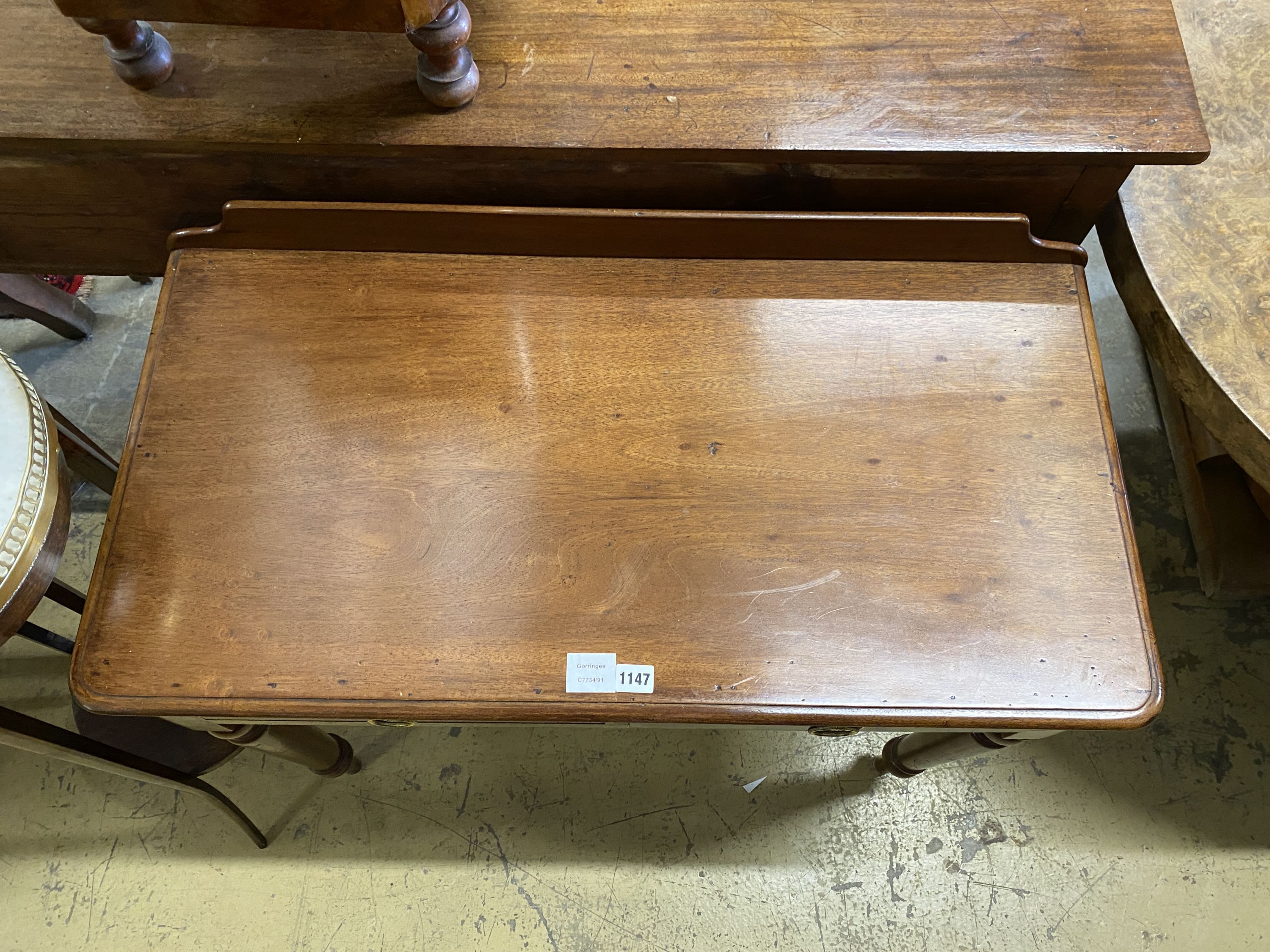 A Victorian mahogany side table fitted two drawers, width 89cm, depth 45cm, height 80cm - Image 2 of 3