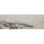 William Lionel Wyllie (1851-1931), drypoint etching, Port of Scarborough, signed in pencil, 11 x