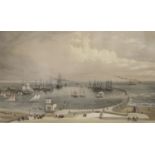 Thomas Picken. A coloured engraving - "View of the Intended Harbour at Brighton", published by W.