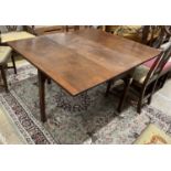 A George III mahogany drop leaf dining table, 138cm extended, depth 115cm, height 70cm