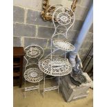 A folding painted aluminium garden table, width 70cm, depth 52cm, height 74cm and two matching
