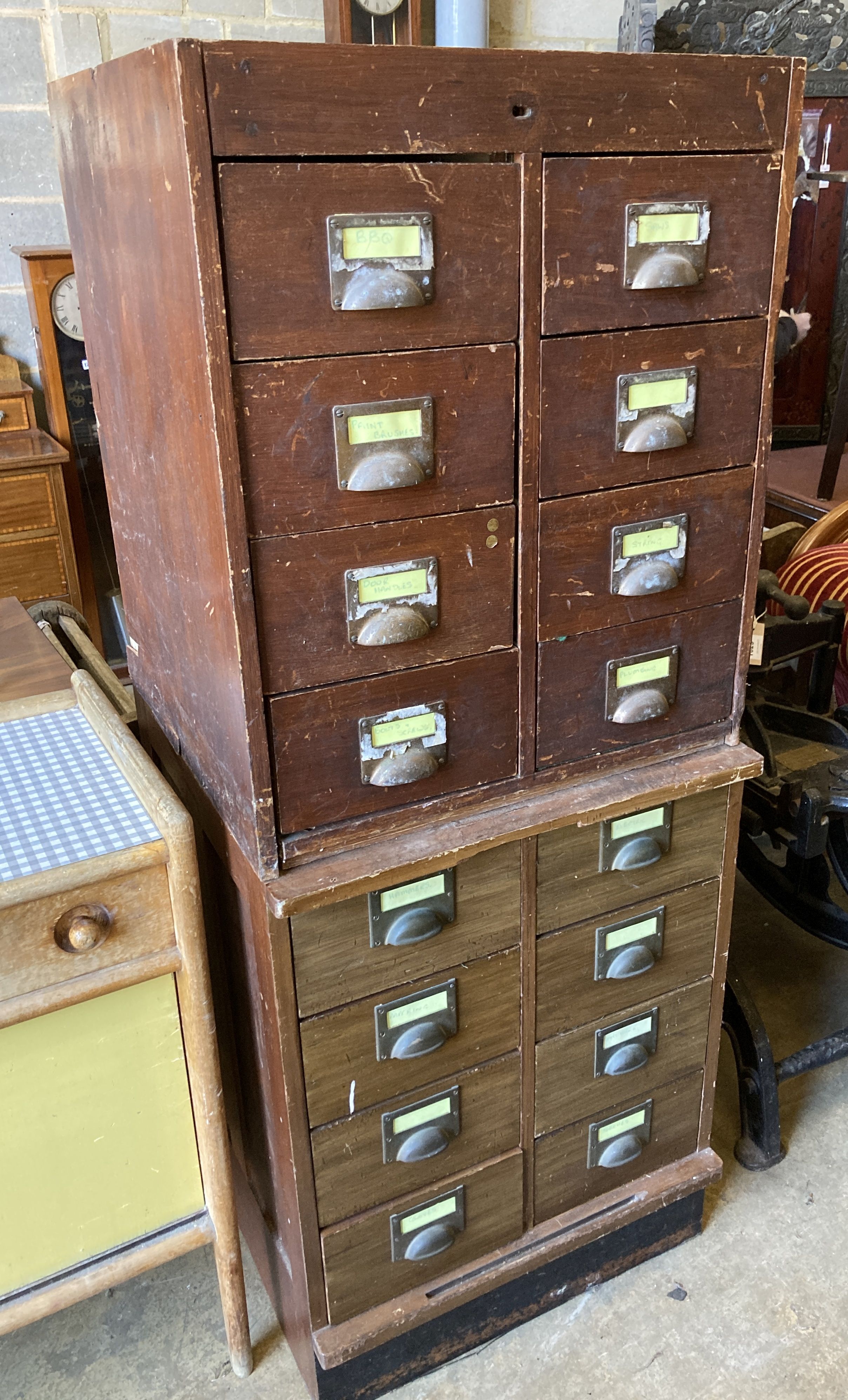 A pair of oak filing chests, width 61cm, depth 57cm, height 74cm