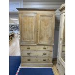 A Victorian pine linen press, length 127cm, depth 58cm, height 202cm