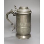 A novelty Alfred Dunhill pewter tobacco caddy, in the form of a lidded tankard, the hinged cover