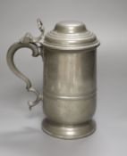 A novelty Alfred Dunhill pewter tobacco caddy, in the form of a lidded tankard, the hinged cover