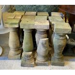 Fourteen terracotta baluster pillars, height 48cm