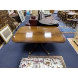 A George III banded mahogany rectangular breakfast table (a.f.), width 145cm, depth 110cm, height