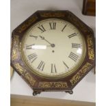 A William IV brass inlaid mahogany wall clock, 42.5cm wide, depth 13cm, single fusee movement