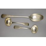 A Victorian silver Old English pattern basting spoon, Francis Higgins, London, 1892 and a pair of