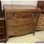 A Regency mahogany and ebony line inlaid secretaire chest of drawers, width 106cm, depth 50cm,