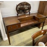 A mid 19th century mahogany dressing table, converted from a square piano, decorated with