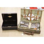 A 1930's picnic set, in a canvas covered case (incomplete)