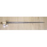 An American infantry officer's sword spadroon c.1800, eagle head pommel and slotted guard with