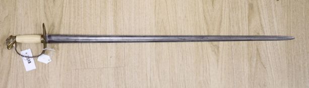 An American infantry officer's sword spadroon c.1800, eagle head pommel and slotted guard with
