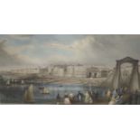 T.A. Prior, coloured engraving, Brighton from the Chain pier, 27 x 48cm