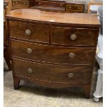 A Regency mahogany bow fronted chest of drawers, width 89cm, depth 46cm, height 86cm
