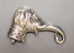 An early 20th century Viennese white metal and enamel novelty cane handle by Georg Adam Scheid,