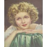 Caiuf, oil on canvas, Portrait of a 1930's film star?, signed and dated '37, 45 x 35cm